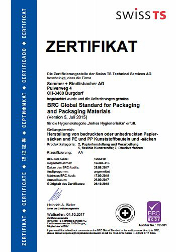 Sommer + Rindlisbacher - Zertifikat Sommer + Rindlisbacher - Zertifikat